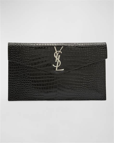 uptown ysl pouch in croc-embossed leather|saint laurent YSL wallet.